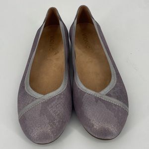 Vionic Caroll Spark Pewter Lavender Purple Ballet Flats Reptile Leather Size 9